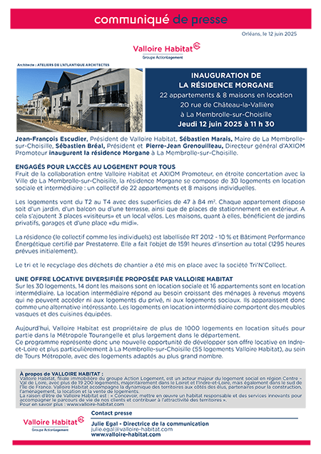 Inauguration de la résidence Morgane à la Membrolle-sur-Choisille – jeudi 12 juin 2025